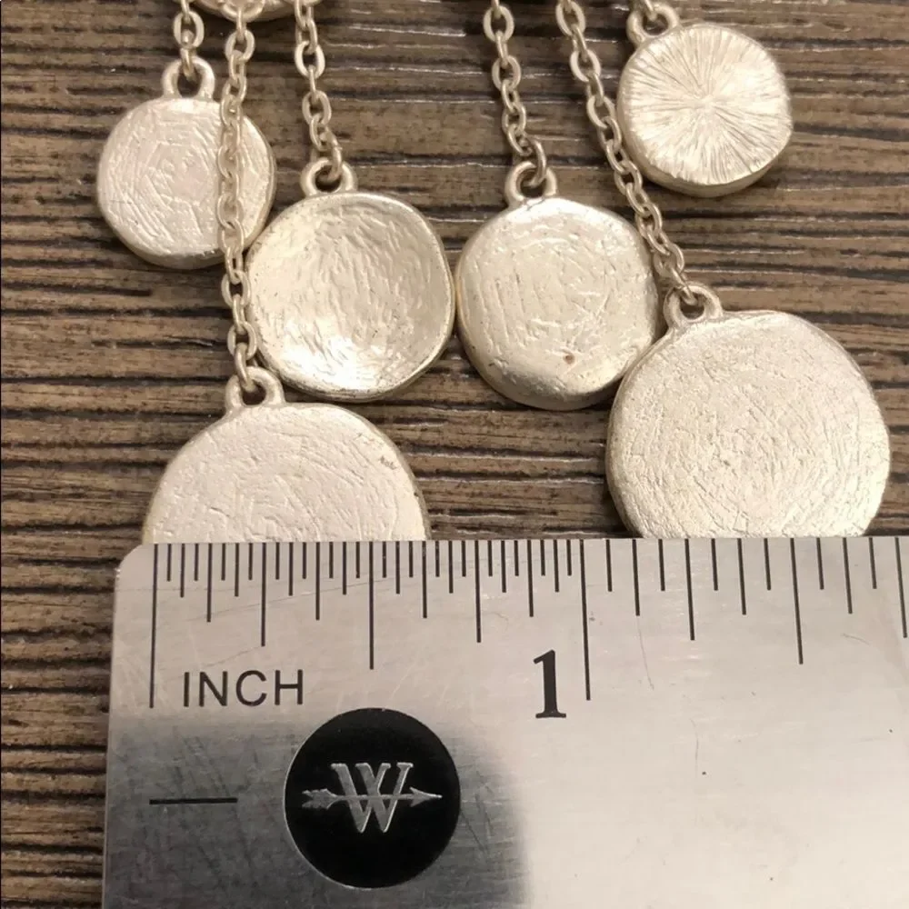 NWT Noelle Silvertone Discs with Rhinestones